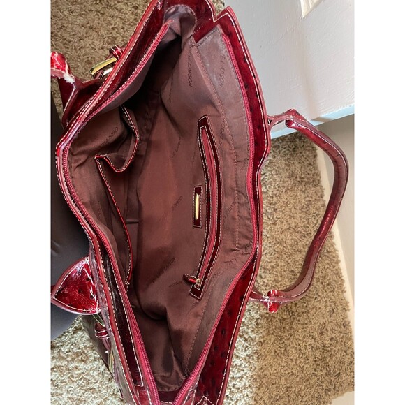 Charlie Lapson Deluxe Shoulder Bag Red Ostrich Embossed Leather - Picture 10 of 11